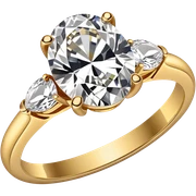 Oval diamond ring with gold and diamond band sticker