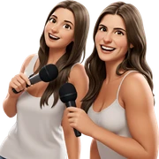 girl with microphone and smile sticker