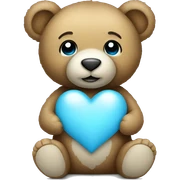Teddy bear holding light blue heart sticker