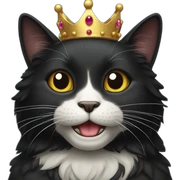 Black happy cat with crown sticker