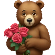 bear holding roses sticker