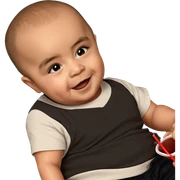 bald boy with drinking straw sticker