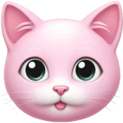 Cat "A pastel pink cat with glossy fur, big sparkling eyes, a glowing tail tip, and tiny heart-shaped sparkles floating around its body." sticker
