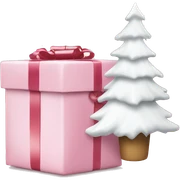 Light pink Christmas gifts under a white Christmas tree  sticker