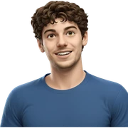 smiling boy in blue shirt sticker