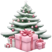 Light pink Christmas gifts under a white Christmas tree  sticker