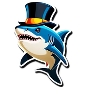 Shark with a top hat sticker