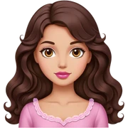 Beautiful royal Brunette with long wavy  hair in pink vintage  sticker