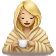 blonde girl inside a blanket sipping coffee eyes closed sticker