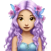 Beautiful, flower, fairy, pink, blue, purple, long hair,  sticker