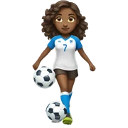 Brown girl blue eyes playing soccer full body sticker