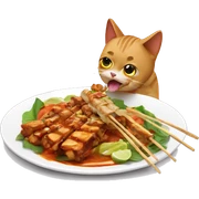 cat eat satay sticker