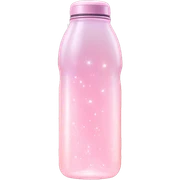 Pastel Pink Water Bottle "A pastel pink water bottle with glowing liquid inside, sparkling accents on the lid, and a faint shimmering light trailing from its base." sticker