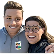 two boys smiling outdoors sticker