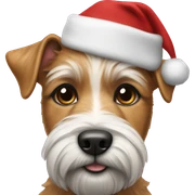 Realistic airdale terrier with a christmas hat sticker