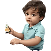child sitting with smartphone indoors sticker