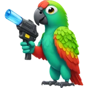 Parrot holding a water gun sticker