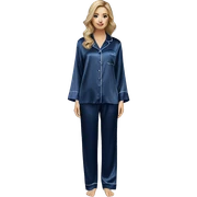 Navy blue silk pyjamas set sticker