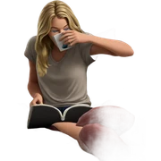 blonde boy reading indoors sticker
