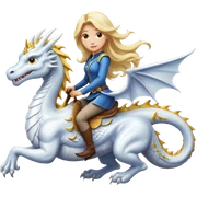 Long blonde hair witch riding white sparkling dragon  sticker
