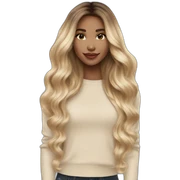 Blonde balayage long hair women beige sweater sticker
