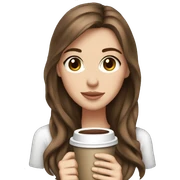 White girl brown hair drink coffe sticker