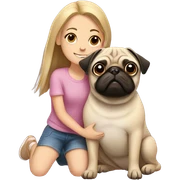 Pug with girl sticker