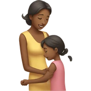 mother helping her daughter sticker