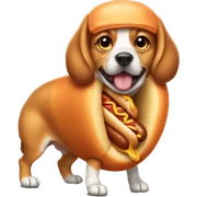 Dog wearing hotdog costume  sticker