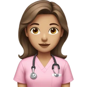 Girl with brown hair & brown eyes in pink scrubs  sticker