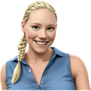 smiling girl with blonde braid sticker