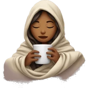 girl inside a blanket sipping coffee eyes closed sticker