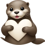 otter making a white heart sticker