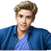 smiling boy in blue shirt sticker