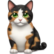 Huge big fat green eyed calico cat sticker