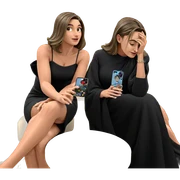 elegant girl in black dress sticker