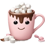 Light Pink mug of hot chocolate with marshmallows  sticker