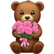 brown teddy bear with pink bouquet sticker