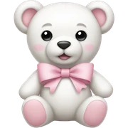 white teddy bear with pastel pink bows sticker