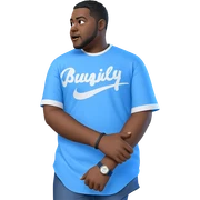 dark-skinned male in blue shirt sticker