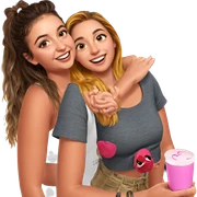 cheerful girls enjoying together sticker