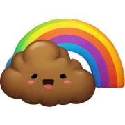 Poop farting out a rainbow  sticker