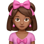 Chica con piel morena y pelo marron con un laso en la cabeza y un top rosa sticker