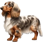brown Merle long haired Dachshund full body sticker