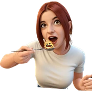 girl dining at restaurant sticker