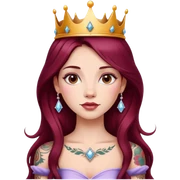 Beautiful tattooed long burgundy haired girl wearing a princess crown sticker