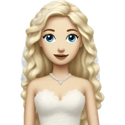 Beautiful blond girl with blue eyes and long lace wedding dress sticker