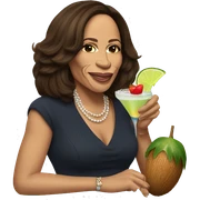 Kamala Harris eating a coconut and drinking a margarita sticker