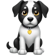 Black and white dog sitting down sticker