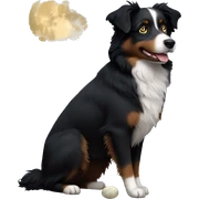 Small black australian shepherd dog moon sticker